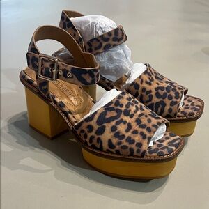 Kelsi Dagger Leopard Print Platform Sandals